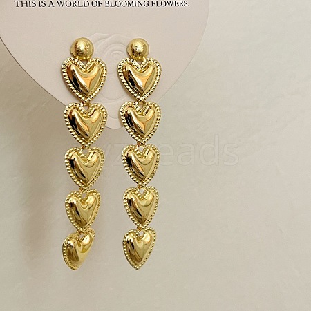 Retro Multiple Heart Brass Stud Earrings for Womenes BM9538-2-1