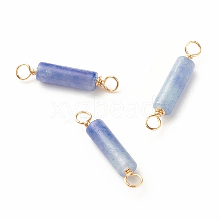 Dyed & Heated Natural Blue Aventurine Connector Charms PALLOY-JF01454-01-1