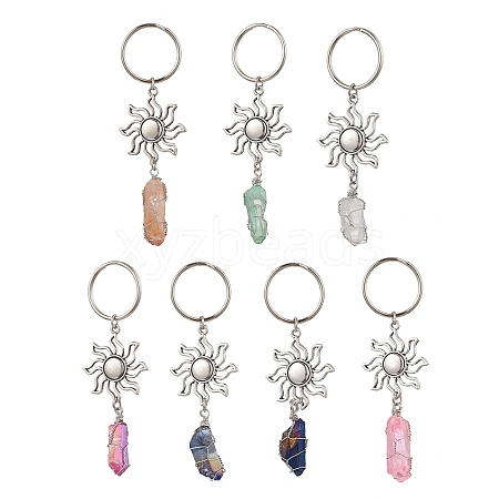 Natural Quartz & Alloy Keychain KEYC-JKC01147-1