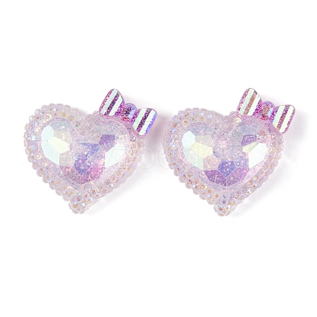 Transparent Epoxy Resin Heart with Bowknot Decoden Cabochons CRES-M034-07A-1