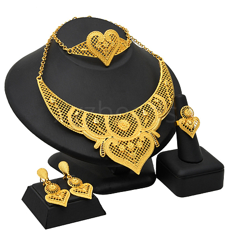 Alloy Pendant Necklaces & Stud Dangle Earrings & Rings & Link Bracelets Sets WGE4917-13-1