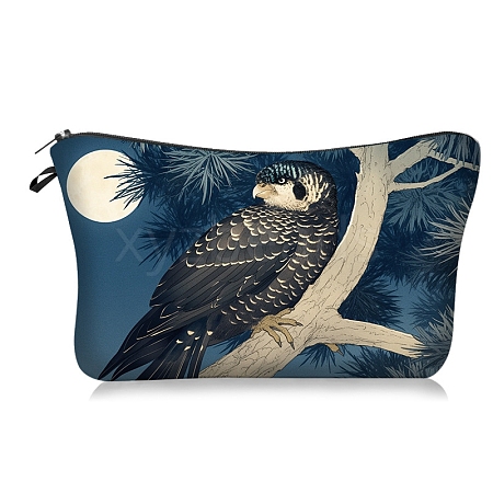 Bird Print Polyester Cosmetic Zipper Pouches PW-WG30A57-04-1