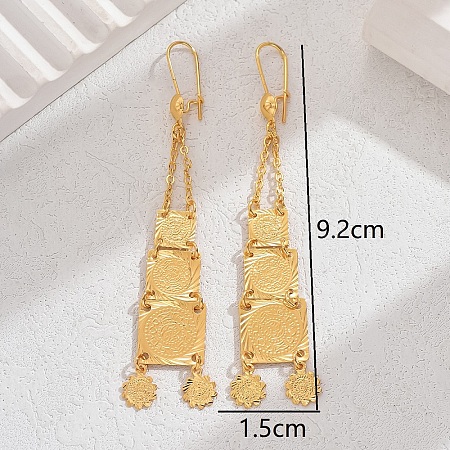 Vintage Exaggerated Square Coin Earrings for Party Banquet Accessories MO7384-1