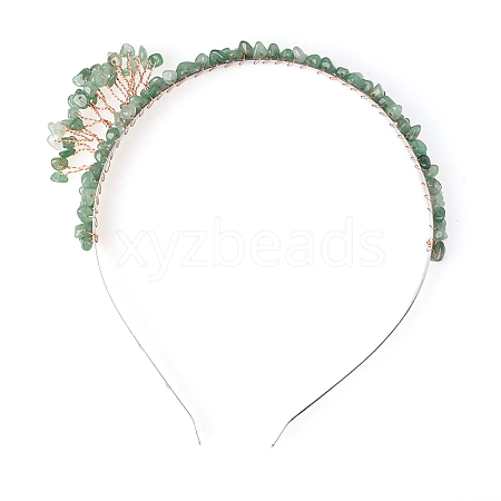 Green Aventurine with Metal Hair Bands PW-WG4CD56-04-1