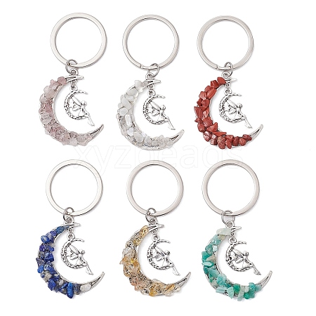 Synthetic Turquoise & Natural Red Jasper White Moonstone Citrine Lapis Lazuli Rose Quartz Keychain KEYC-JKC00969-1