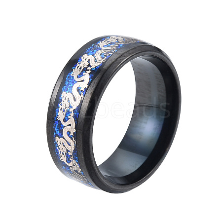 Bling Glitter 201 Stainless Steel Dragon Finger Ring for Women RJEW-N043-25E-1