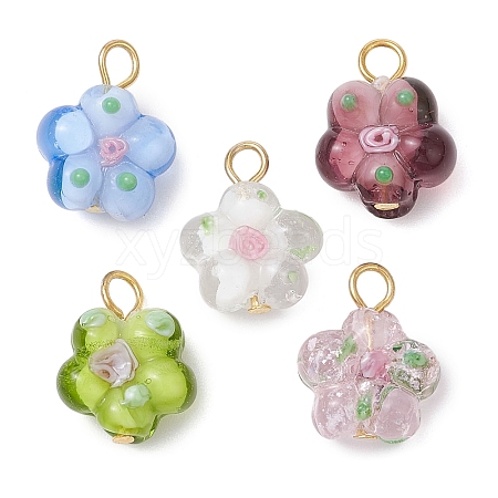 5Pcs Handmade Lampwork Pendants PALLOY-JF03031-1