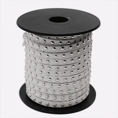 Silver Aluminum Studded Faux Suede Cord LW-D004-03-S-1