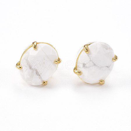 Natural Howlite Stud Earrings EJEW-L196-04C-1