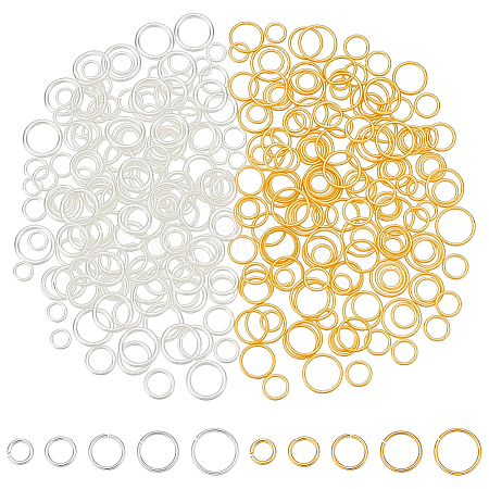 300Pcs 10 Styles Brass Open Jump Rings KK-WR0001-45-1