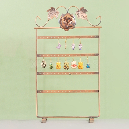 Rectangle with Flower Iron Earrings Storage Rack PW-WG2AE78-01-1