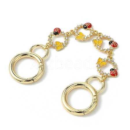 Spring Butterfly Ladybud Alloy Red & Yellow Enamel Link Bag Extender Chains AJEW-BA00143-1