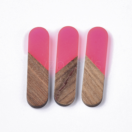 Transparent Resin & Walnut Wood Cabochons RESI-Q210-014A-B02-1