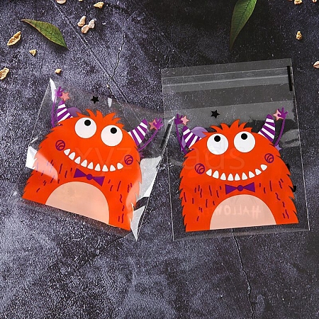 Halloween Theme Monster Plastic Cookies Bags PW-WG41F98-01-1