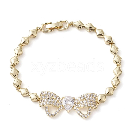 Brass Bowknot Link Bracelets BJEW-D039-45G-1