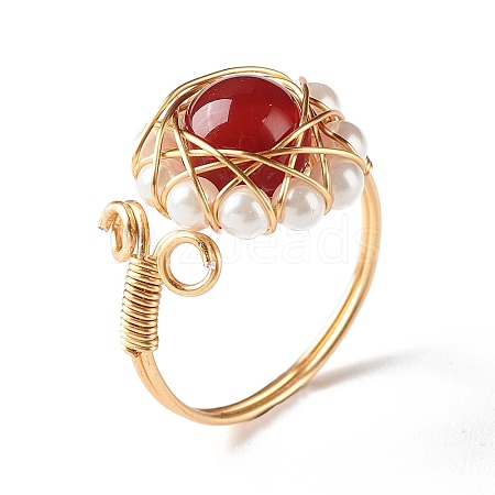Natural Red Agate Finger Ring for Girl Women X1-RJEW-TA00012-2-1