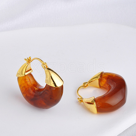 Brass Resin Hoop Earrings FS-WG9E07E-02-1