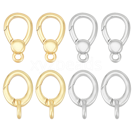 8Pcs 4 Styles Brass Spring Gate Rings KK-BC0013-65-1