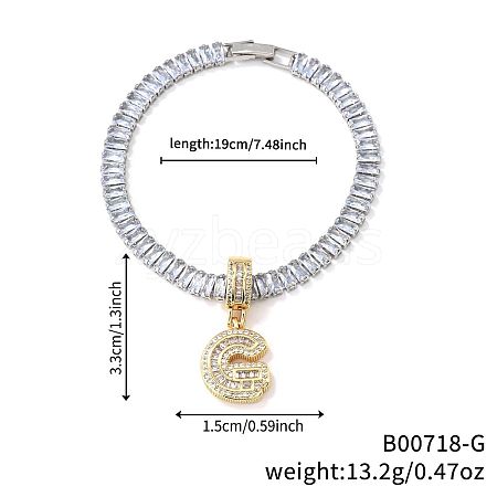 Fashionable Brass Micro Pave Clear Cubic Zirconia Charm Bracelets AF9298-7-1