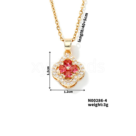 Chic Colorful Clover Pendant Necklace with Sparkling Diamonds YY8832-4-1