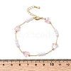 Brass & Glass Link Chain Bracelets for Women BJEW-F517-02G-02-5