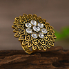 Vintage Flower Middle Eastern Style Zinc Alloy with Rhinestone Finger Rings TH0297-1-1