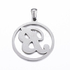 Non-Tarnish 304 Stainless Steel Pendants STAS-K162-044P-2