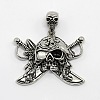 Vintage Men's 304 Stainless Steel Focus Pirate Style Skull Pendants STAS-O044-08-1