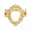 Rack Plating Oval Brass Micro Pave Cubic Zirconia Adjustable Ring Components KK-Q819-12G-2