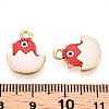 Printed Light Gold Tone Alloy Pendants ENAM-N056-204C-3