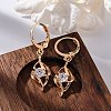 Brass Micro Pave Clear Cubic Zirconia Leverback Earrings EJEW-K300-20G-1