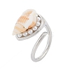 Shell Open Cuff Ring for Women RJEW-Z047-01P-04-2