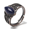 Natural Lapis Lazuli Horse Eye Adjustable Rings RJEW-K271-05R-09-2