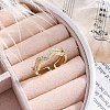 Brass Micro Pave Clear Cubic Zirconia Cuff Finger Rings for Women RJEW-G337-25G-2