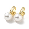 Plastic Pearl Dangle Stud Earrings with Clear Cubic Zirconia EJEW-A070-18G-1