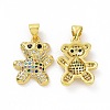 Brass Micro Pave Clear Cubic Zirconia Pendants ZIRC-F135-28G-03-1