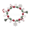 Christmas Theme Glass Beaded Stretch Bracelets BJEW-TA00549-1