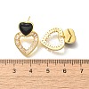 Brass Cubic Zirconia & Black Agate Stud Earrings EJEW-M048-03G-3