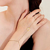 304 Stainless Steel Sun Link Chain Ring Bracelets for Women BJEW-TAC0055-7