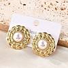 201 Stainless Steel Flat Round Stud Earrings EJEW-P304-06G-3