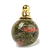 Natural Unakite Perfume Bottle Pendants G-K338-22G-11-1