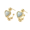 Natural Flower Amazonite Heart Stud Earrings EJEW-K287-01G-06-1