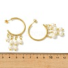 Round with C-Shaped Natural Pearl & 304 Stainless Steel Tassel Chandelier Earrings EJEW-JE07025-5