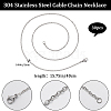 Beebeecraft 30Pcs 304 Stainless Steel Flat Cable Chain Necklaces Set STAS-BBC0005-02-2