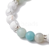 Natural Howlite & Flower Amazonite Round Beaded Stretch Bracelets BJEW-TA00528-03-4