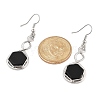 Hexagon Natural Obsidian Dangle Earrings EJEW-K298-01P-08-5