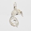 Filigree Round Brass Cage Pendants KK-D389-06P-B-2