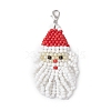 Christmas Santa Claus Glass Seed Beads Pendant Decorations HJEW-JM02353-1