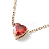 Red Heart Glass Pendant Necklace AJEW-Z025-03RG-2