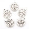 Tibetan Style Alloy Flat Round with Star Charms X-TIBEP-5248-AS-FF-1